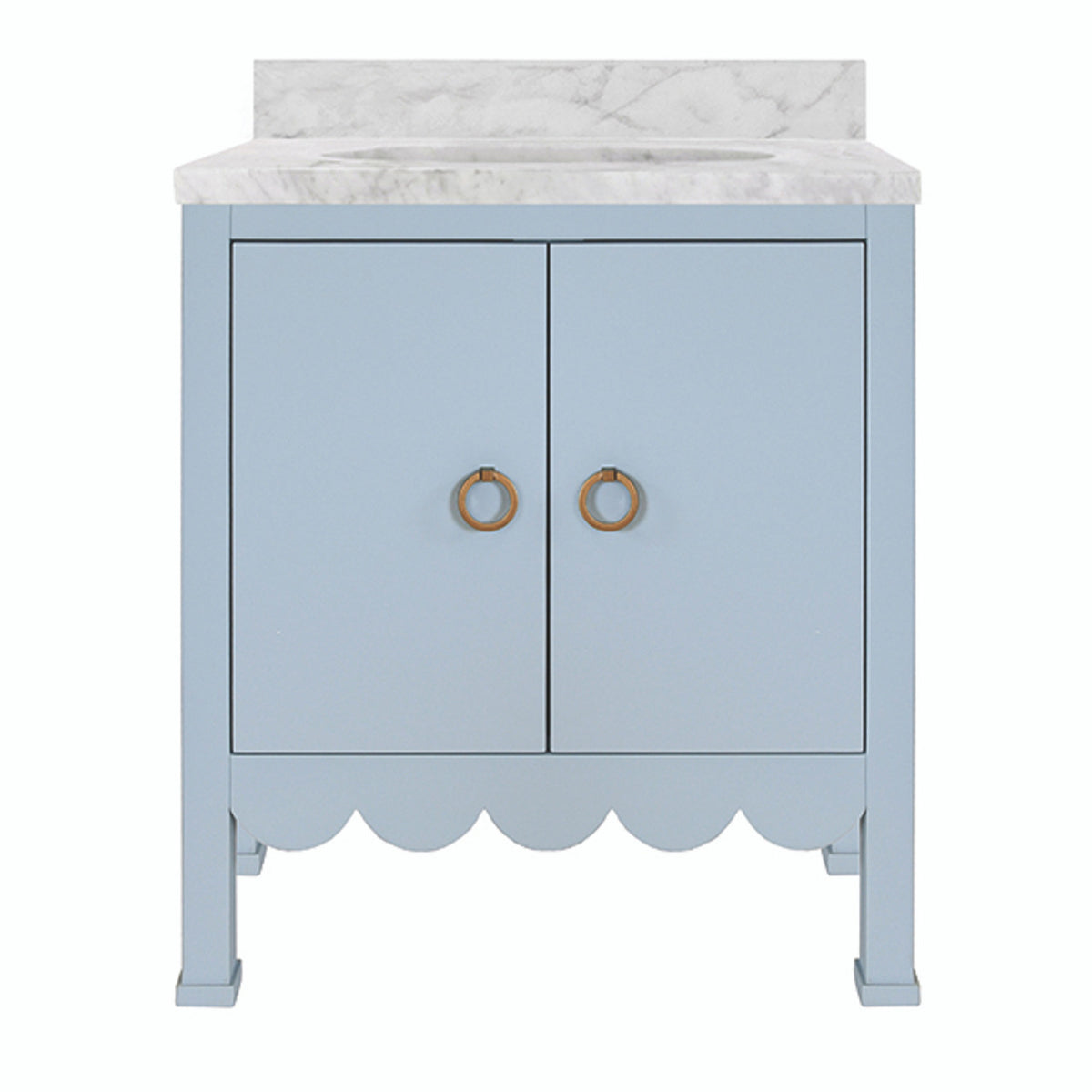 Marleigh 30.5" Light Blue Scallop & Marble Bath Vanity