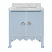 Marleigh 30.5" Light Blue Scallop & Marble Bath Vanity