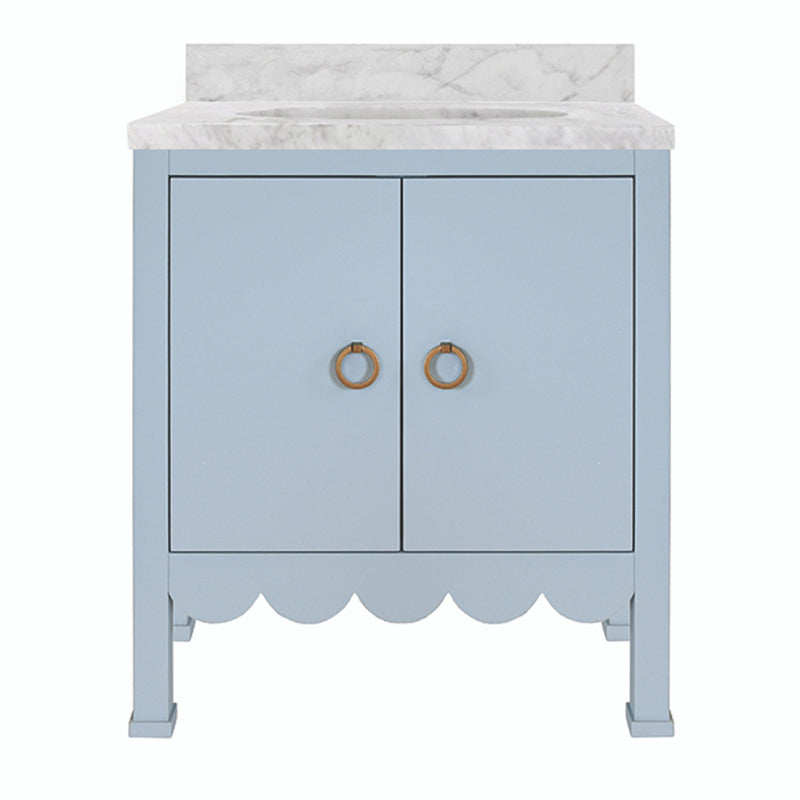 Marleigh 30.5" Light Blue Scallop & Marble Bath Vanity