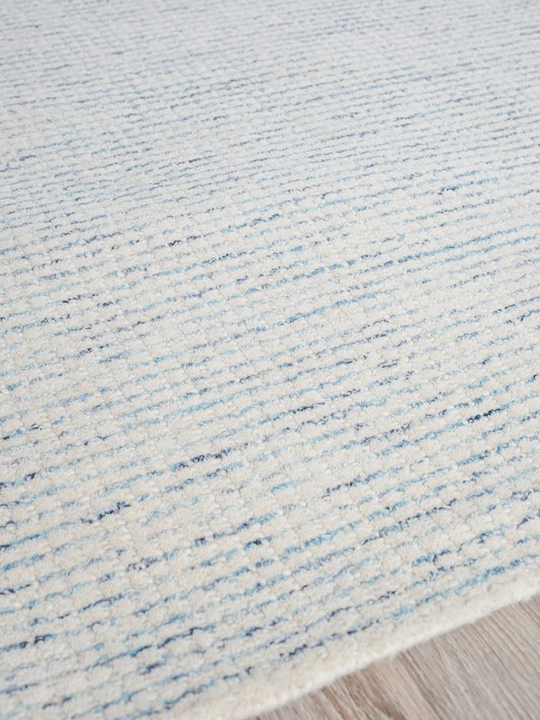 Miami Ivory/Blue New Zealand Wood Area Rug - Elegance Collection