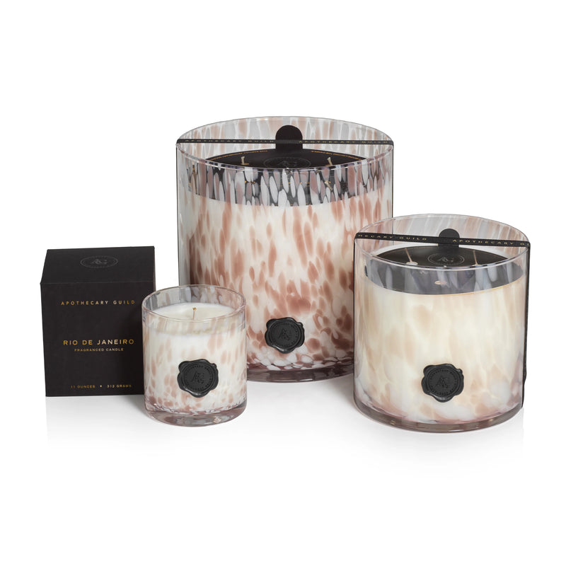 Opal Glass Five-Wick Candle Jar White & Taupe/Rio de Janeiro (Set of 2)