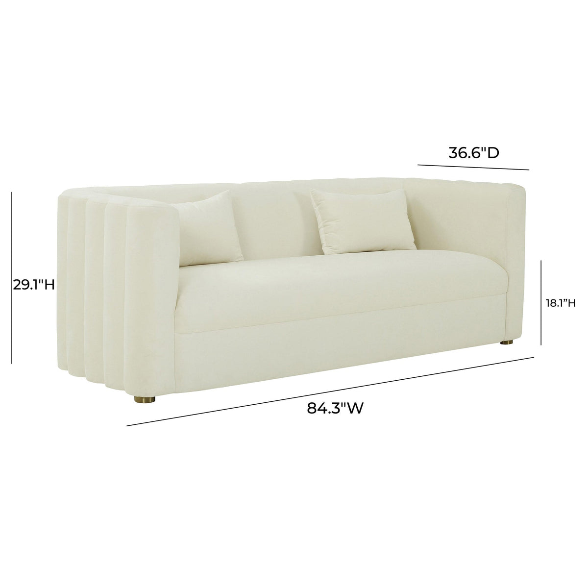 Laurent 84" Plush Cream Velvet Sofa