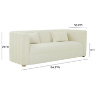 Laurent 84" Plush Cream Velvet Sofa