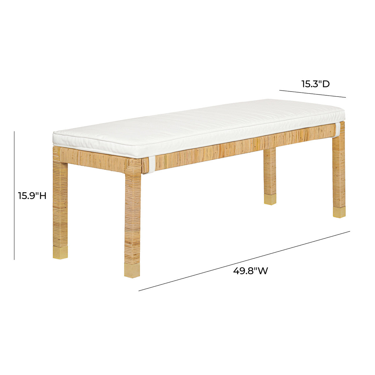 Arimo 50” Natural Woven Rattan Bench