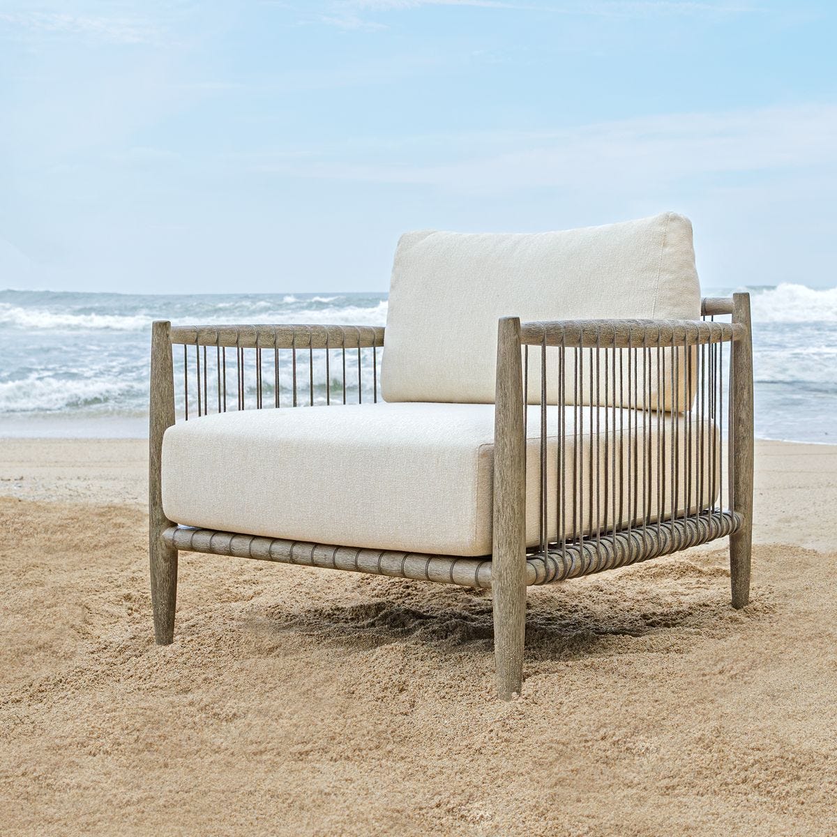Clara White & Grey Outdoor Lounge Chair
