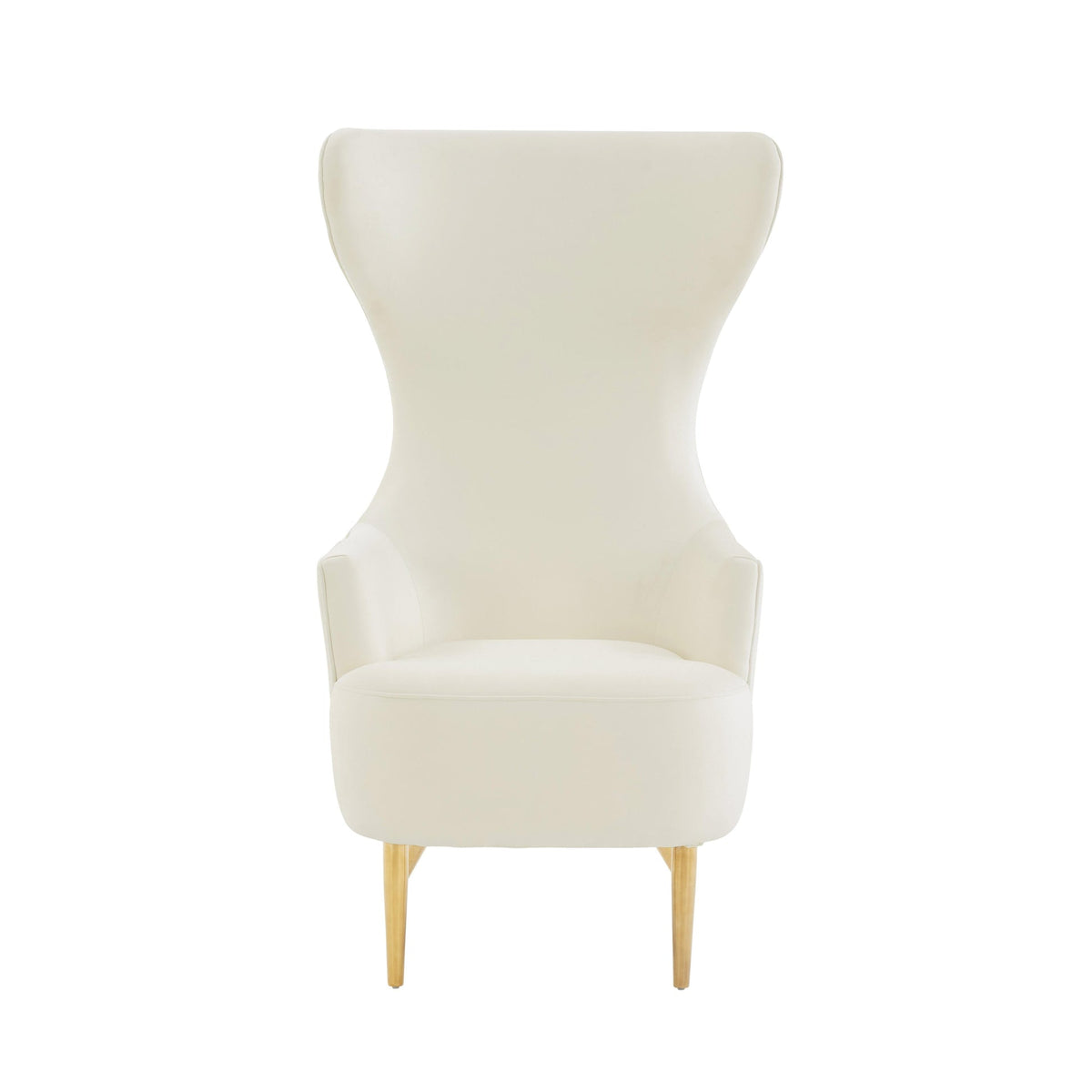 Versailles Cream Performance Velvet Channel Tufted Wingback Chair