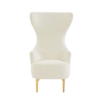 Versailles Cream Performance Velvet Channel Tufted Wingback Chair