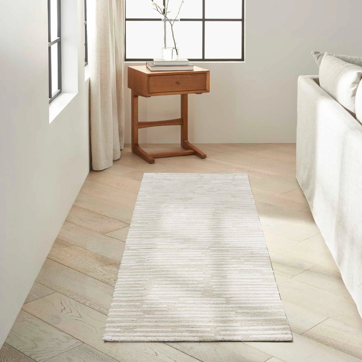 Delilah Ivory Silky Luxcelle & Wool Area Rug