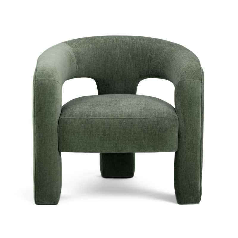 Clara Green Performance Velvet Curved Accent Chair