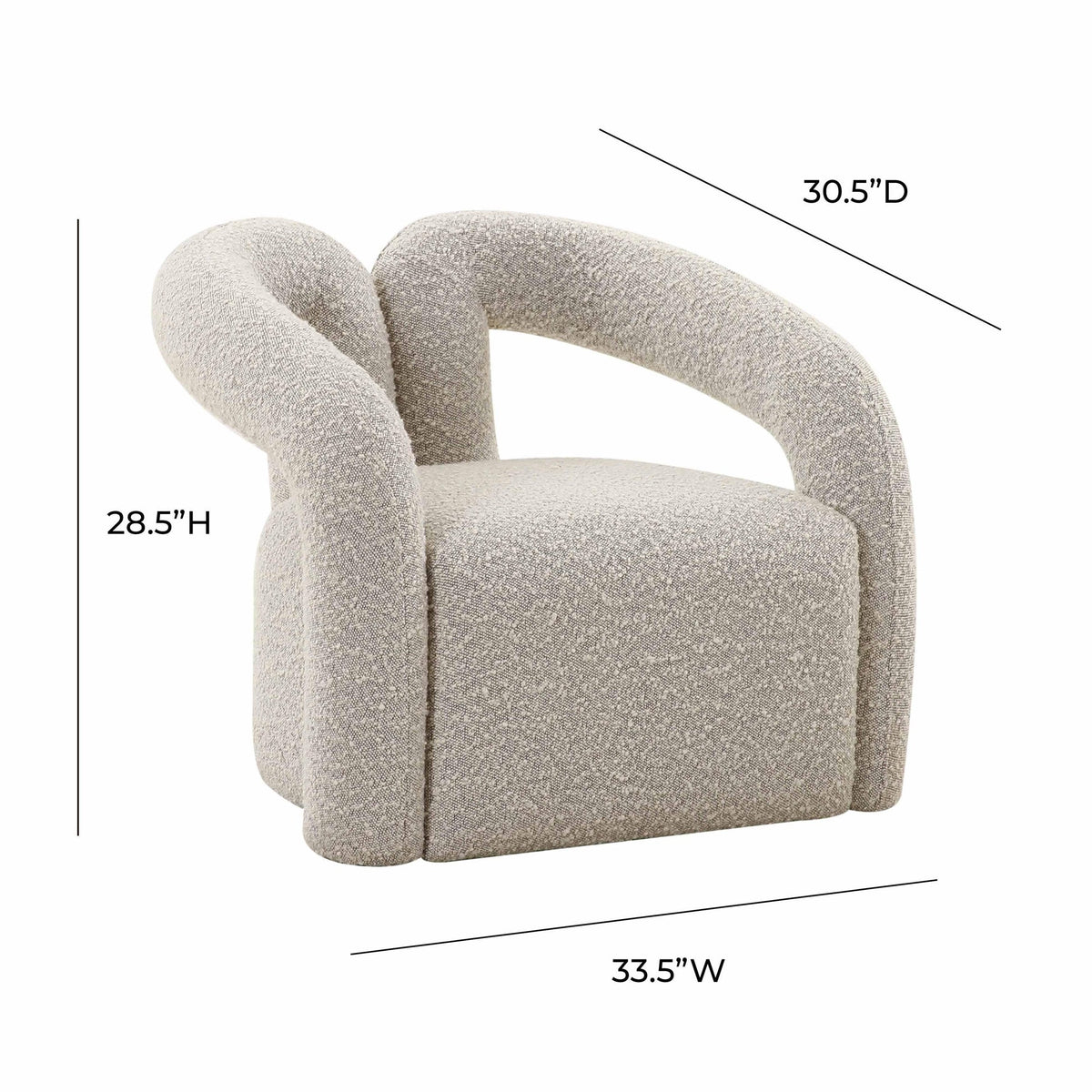Jenn Grey Speckled Performance Boucle Accent Chair