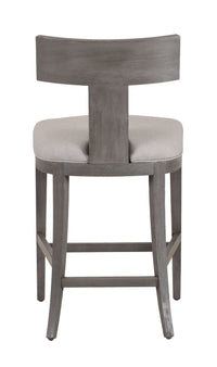 Rowan Mid-Century Modern Beige Linen + Grey Wash Counter Chair