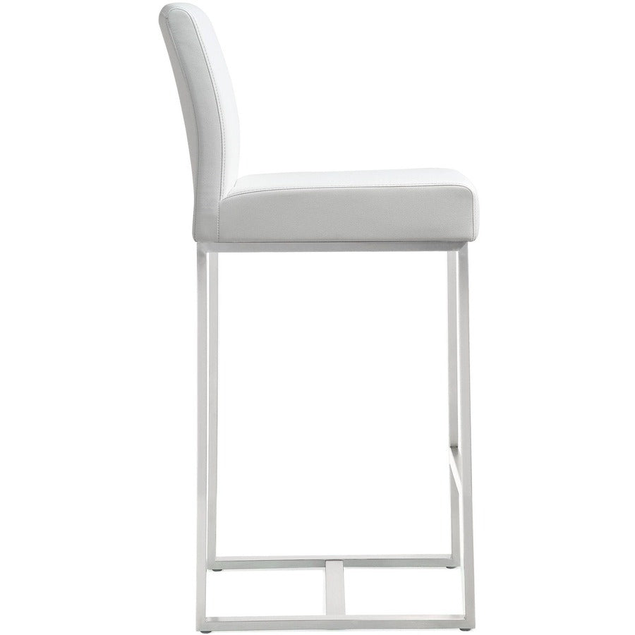 Moriah White Vegan Leather & Steel Counter Stools (Set of 2) - Luxury Living Collection