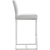 Moriah White Vegan Leather & Steel Counter Stools (Set of 2) - Luxury Living Collection