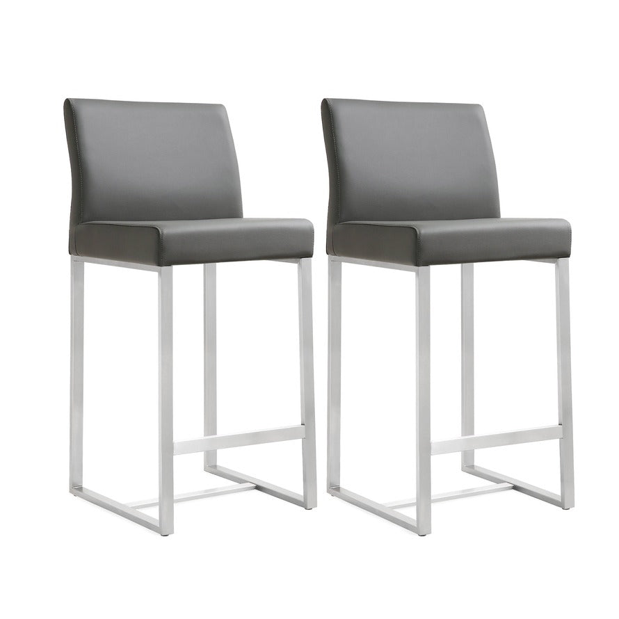 Moriah Grey Steel Counter Stools (Set of 2) - Luxury Living Collection
