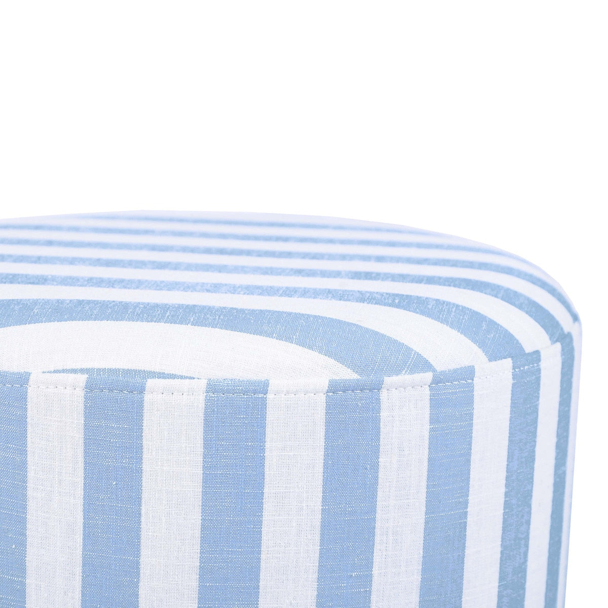 Dex Pastel Blue Striped Linen Ottoman