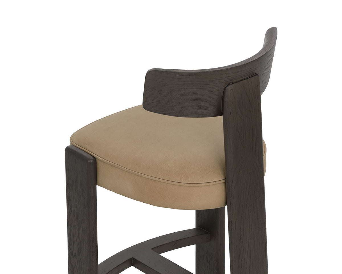 Horton Dark Brown Oak & Sahara Sand Leather Counter Stool