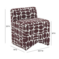 Geo Merlot Geometric Performance Jacquard Weave Stool