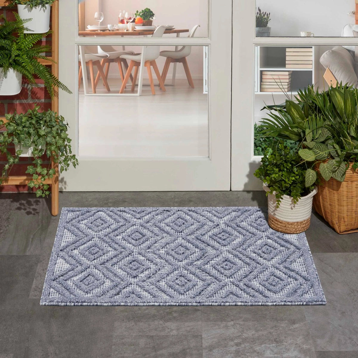 Aericka Indoor/Outdoor Blue Denim Area Rug - Elegance Collection