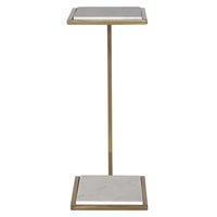 Brooker White Marble & Gold Accent Table