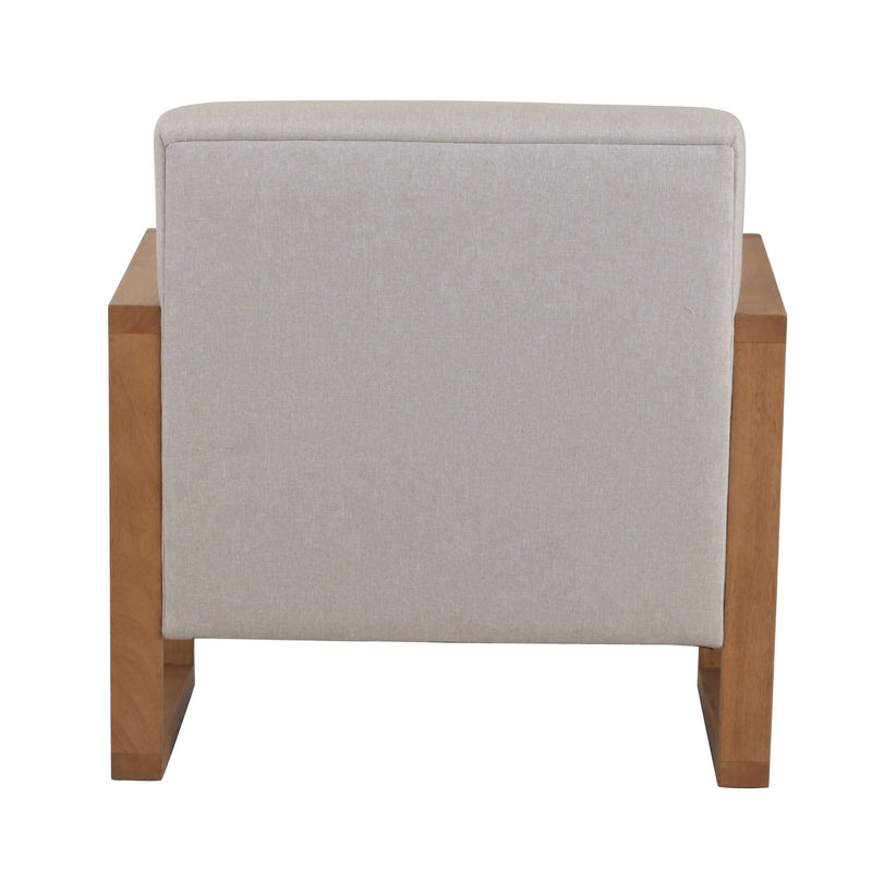 Vasser Mid-Century Modern Beige Linen + Chestnut Accent Chair