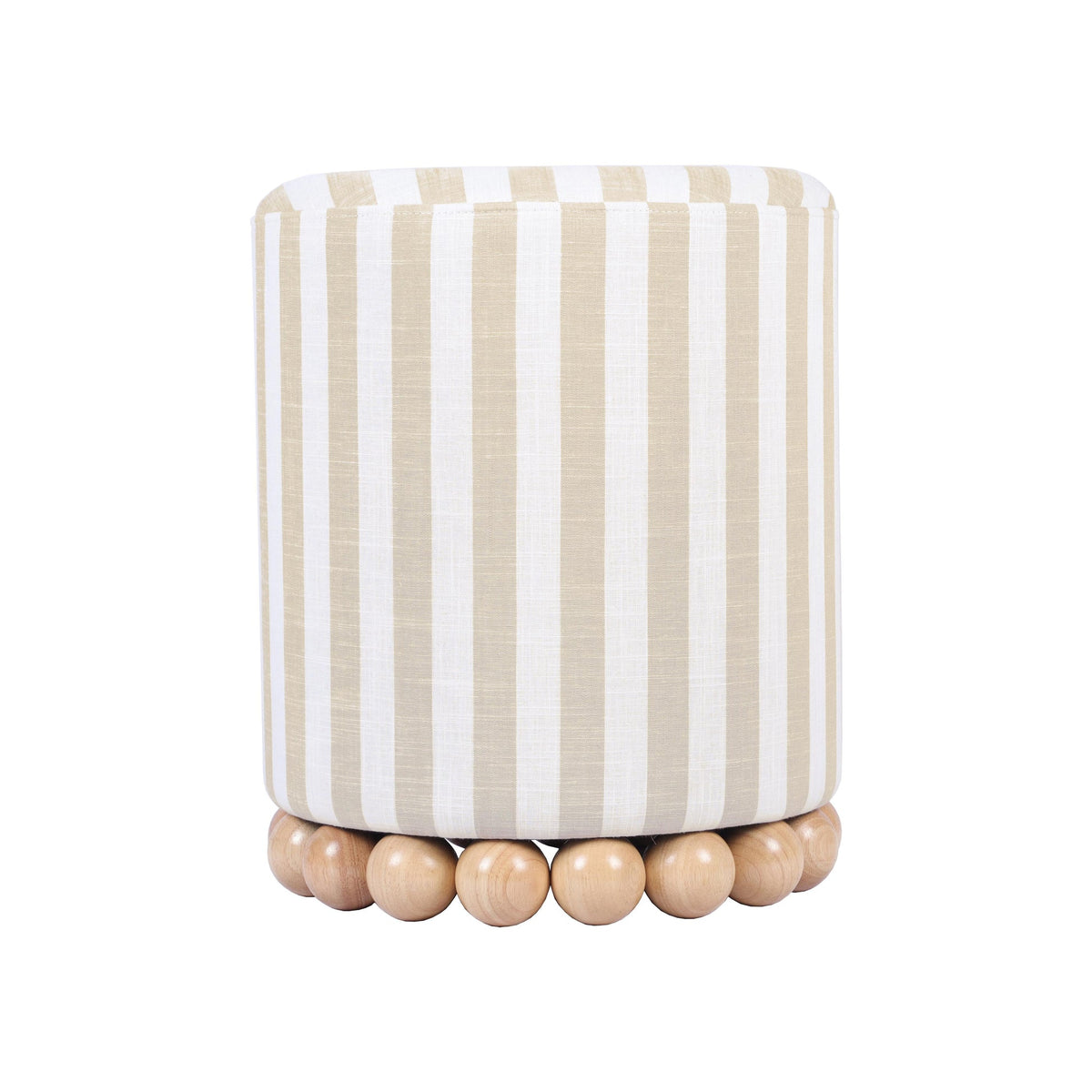 Valerie Beige Striped Linen Ottoman