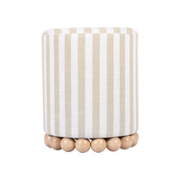 Valerie Beige Striped Linen Ottoman