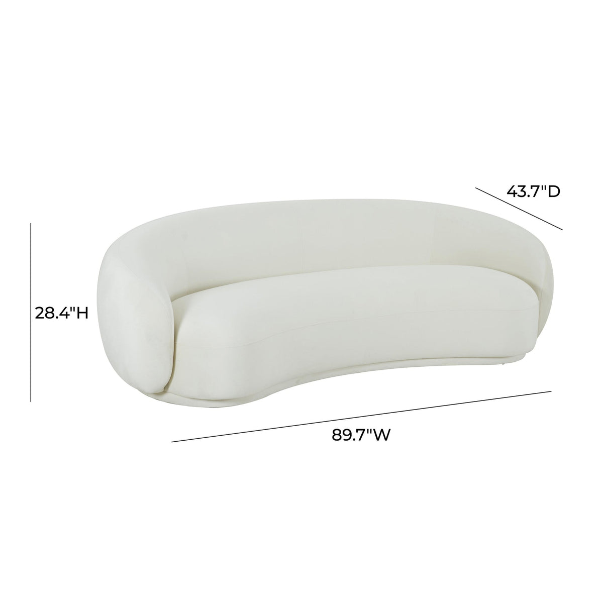 Coty 89.7" Plush Cream Velvet Sofa