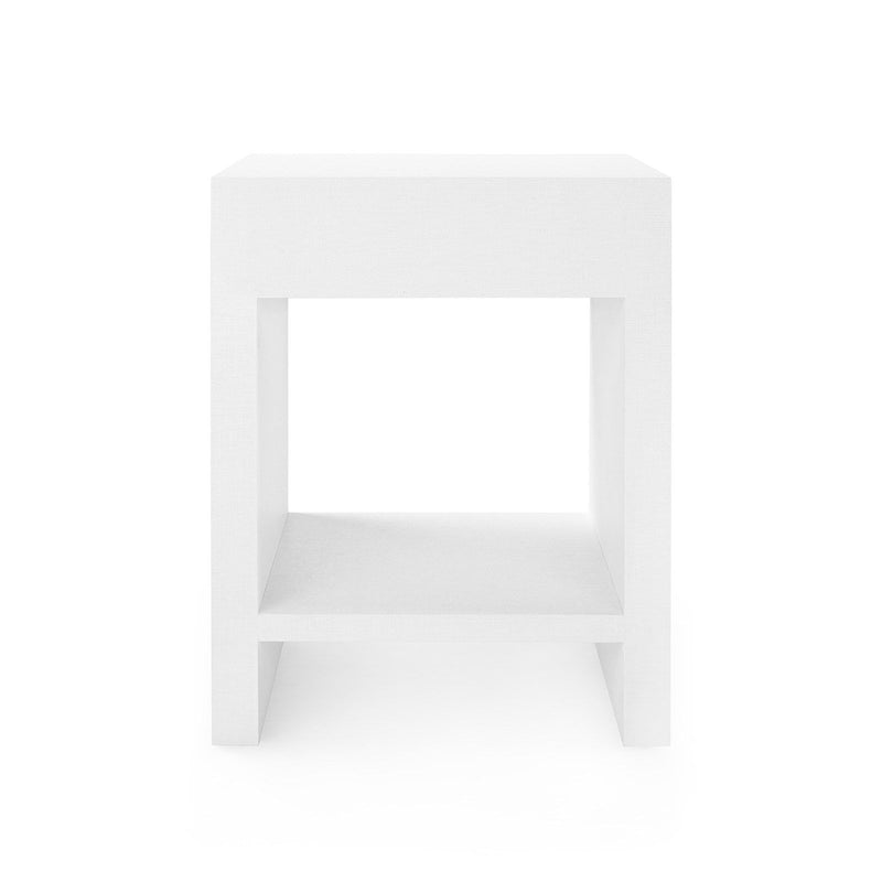 Kynlee 1 Drawer Grasscloth Chiffon White End Table/Nightstand