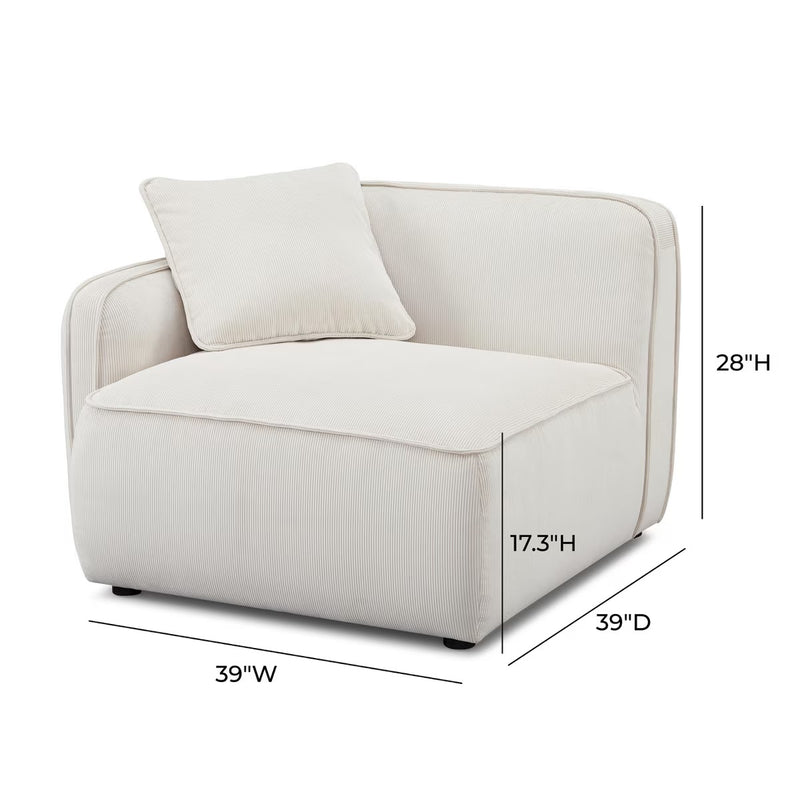 Travie White Sand Performance Corduroy Velvet LAF Corner Chair