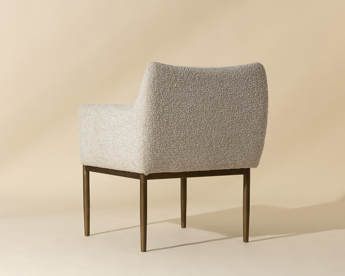 Olea Oatmeal Fabric & Bronze Dining Armchair