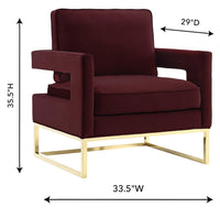 Glimer Maroon Velvet Chair - Luxury Living Collection