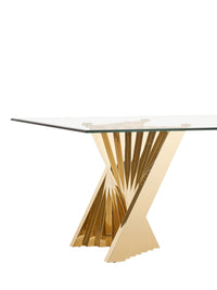 Boca 86.5" Glam Glass & Champagne Gold Dining Table