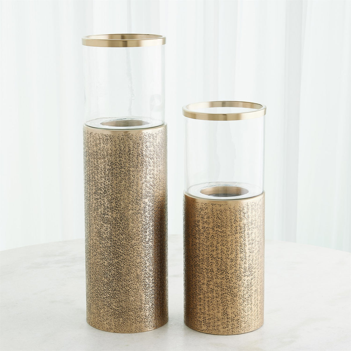 Textured Antique Brass Hurricanes (2 Sizes Available)