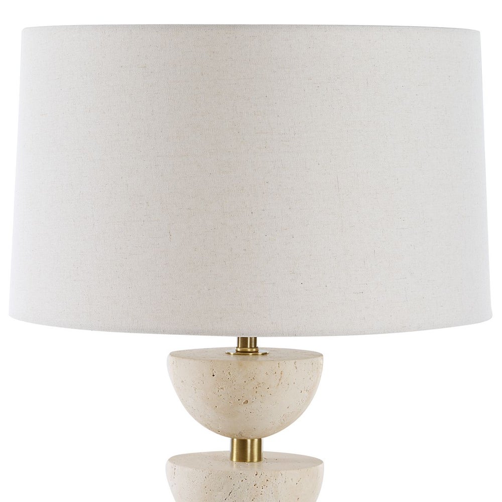 Braye Stacked Travertine & Gold Table Lamp