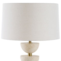 Braye Stacked Travertine & Gold Table Lamp