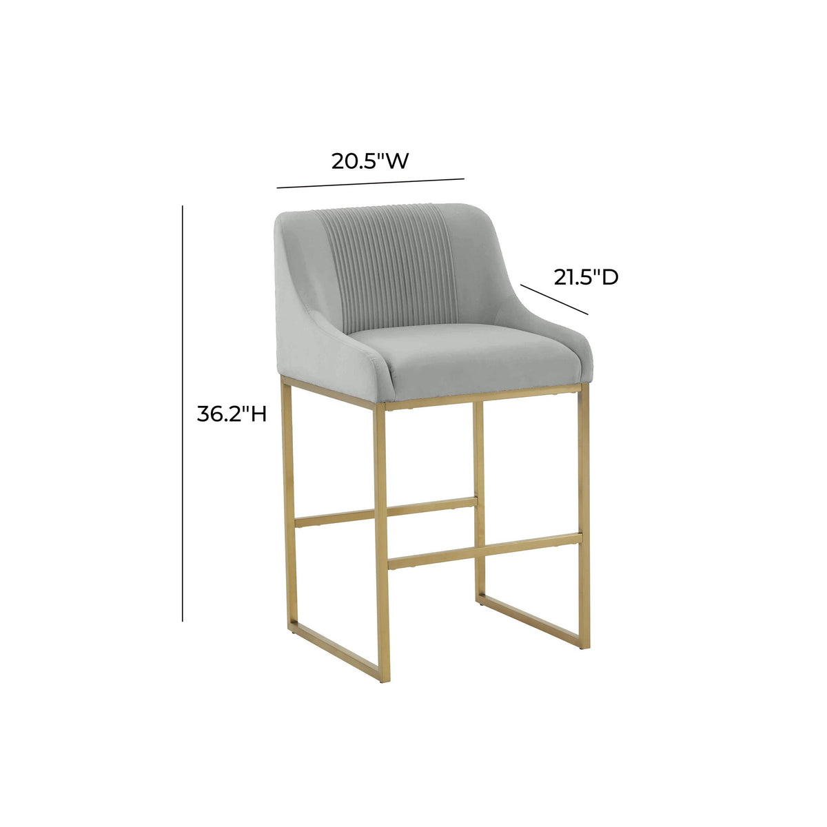 Melodie Grey Pleated Velvet Counter Stool