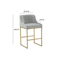 Melodie Grey Pleated Velvet Counter Stool