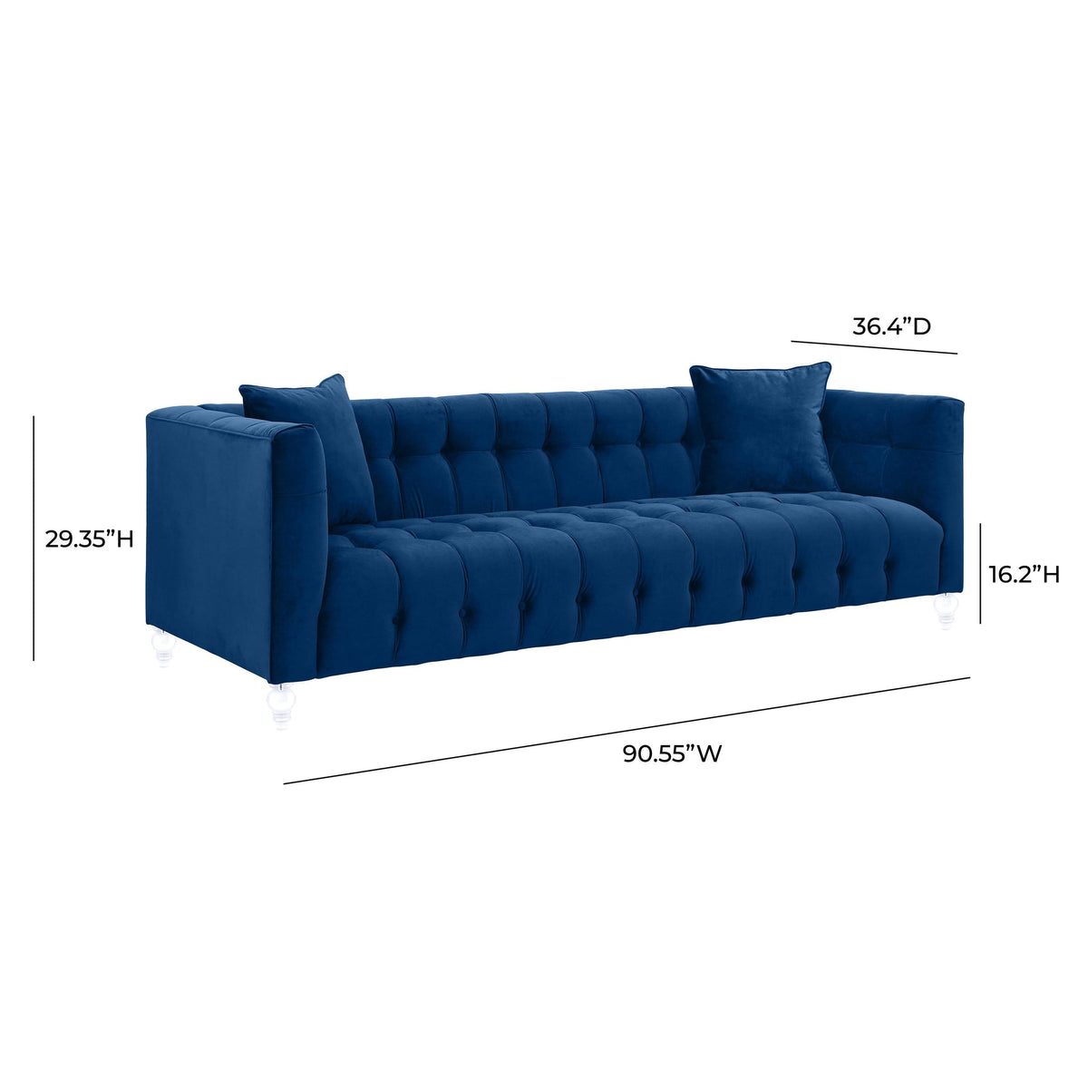 Belgravia 90.6" Navy Performance Velvet Sofa