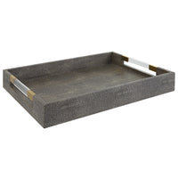 Lia Modern Grey Faux Shagreen & Gold Tray