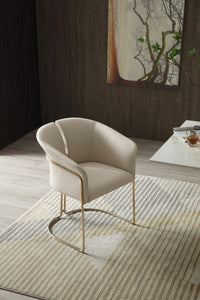 Corita Beige Vegan Leather + Champagne Gold Dining Chair