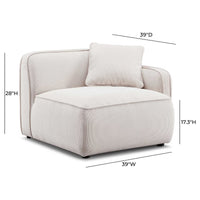 Travie White Sand Performance Corduroy Velvet RAF Corner Chair