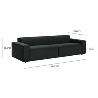 Galen 96.5" Plush Black Velvet Sofa