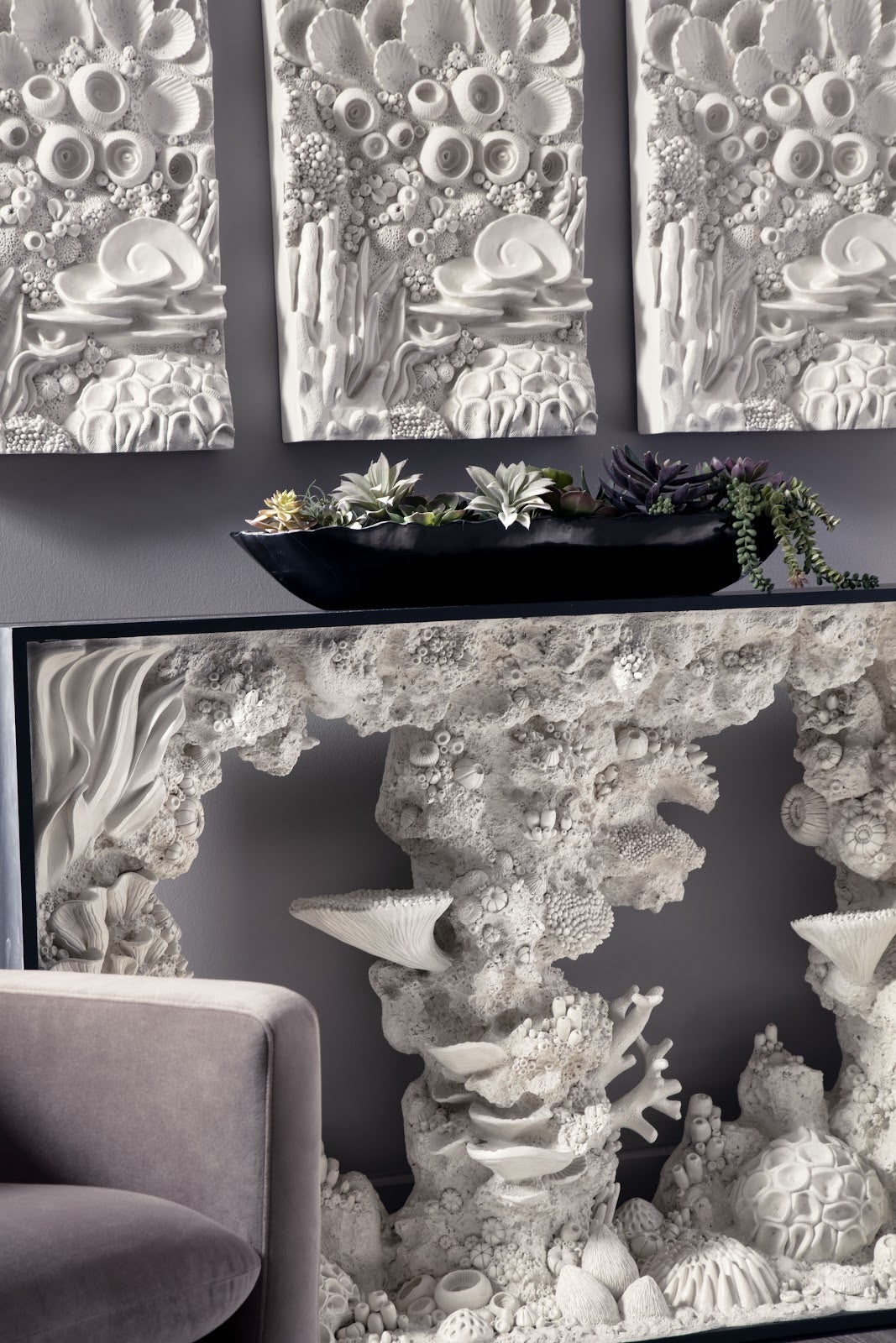 Framed Coral Reef Console Table