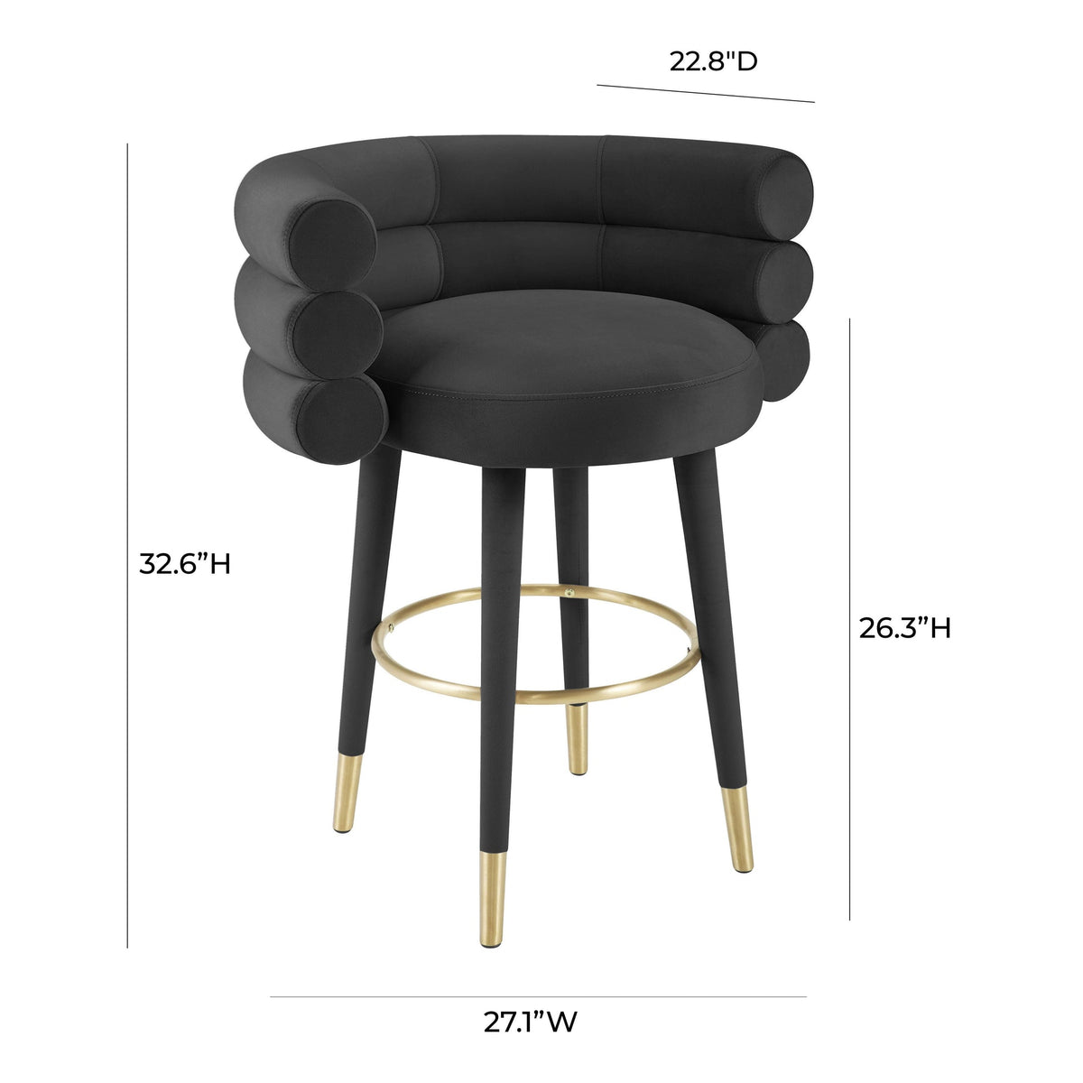 Nazri Black Performance Velvet Counter Stool
