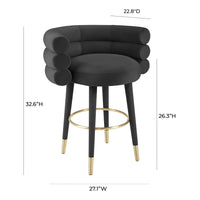 Nazri Black Performance Velvet Counter Stool