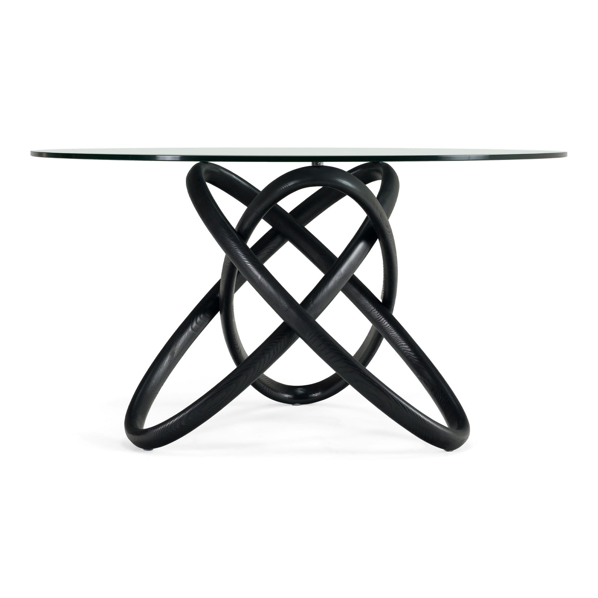 Caroline Modern Round Glass & Black Dining Table