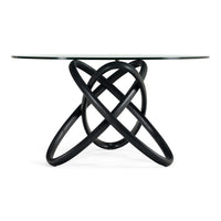 Caroline Modern Round Glass & Black Dining Table