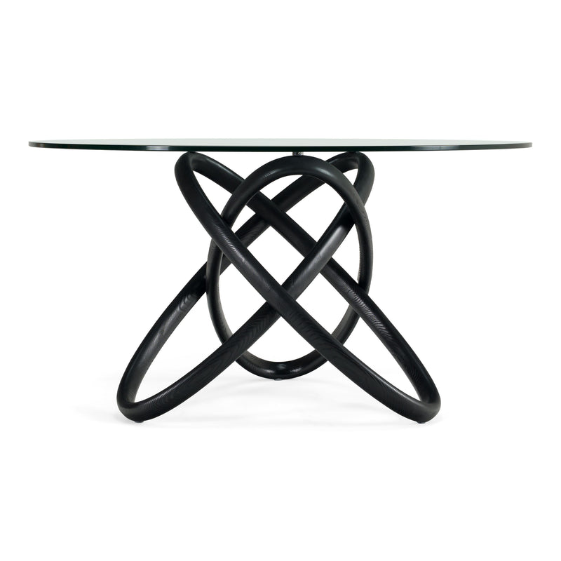 Caroline Modern Round Glass & Black Dining Table