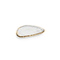 Alida 12 Large & 12 Small Textured Organic Shape Plate with Jagged Gold Rim (24 Plates)