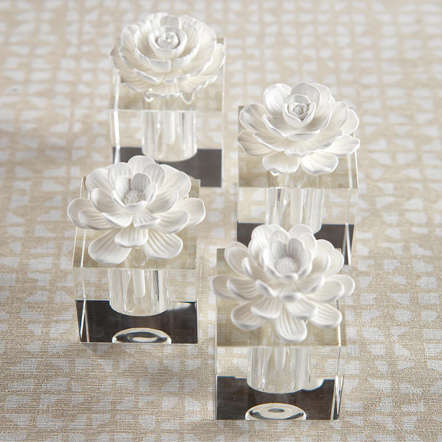Modena Fleur d'Oranger Fragrance Porcelain & Crystal Diffuser (Sets of 2 & 4)- 2 Sizes Available